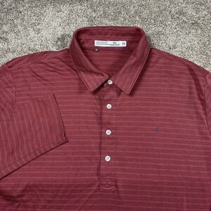 Criquet Shirt Men's 2XL‎ Long Sleeve Polo Red Pink Preppy Golf Striped Stretch